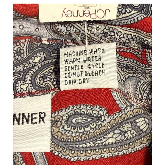 Alfred Dunner Womens 20W Red Paisley Print Long Sleeve Collared Shirt Top NWT - Picture 6 of 8